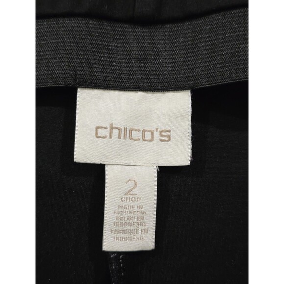 Chicos Ponte Crop Knit Pull On Pants Size 12 High Rise Elastic Waist Black 2 - Picture 6 of 8